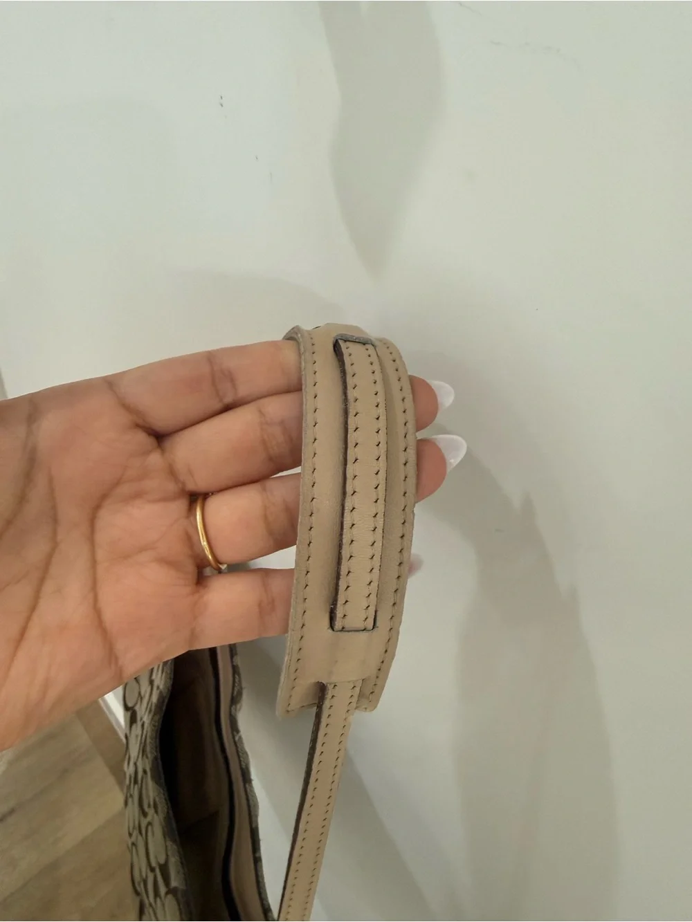Coach Monogram Shoulder Bag in Brown and Tan